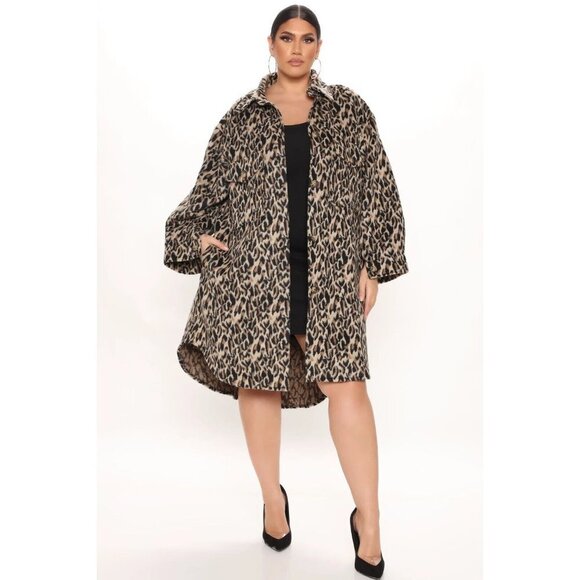 Fashion Nova Laying Low Button Front Shacket Plus Size 2X Leopard Print - Picture 1 of 7